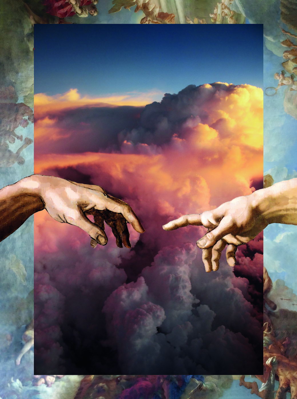 Creation of Adam Pop Art Poster Graffiti Street Art Michelangelo Tribute Modern Abstract Print - xonomax