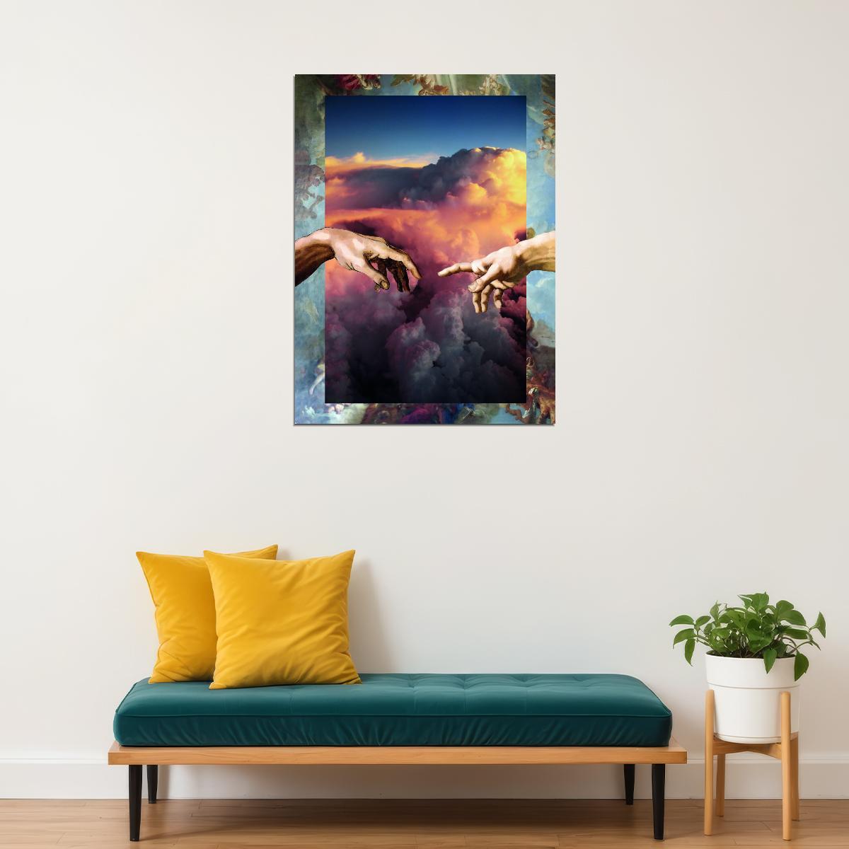 Creation of Adam Pop Art Poster Graffiti Street Art Michelangelo Tribute Modern Abstract Print - xonomax