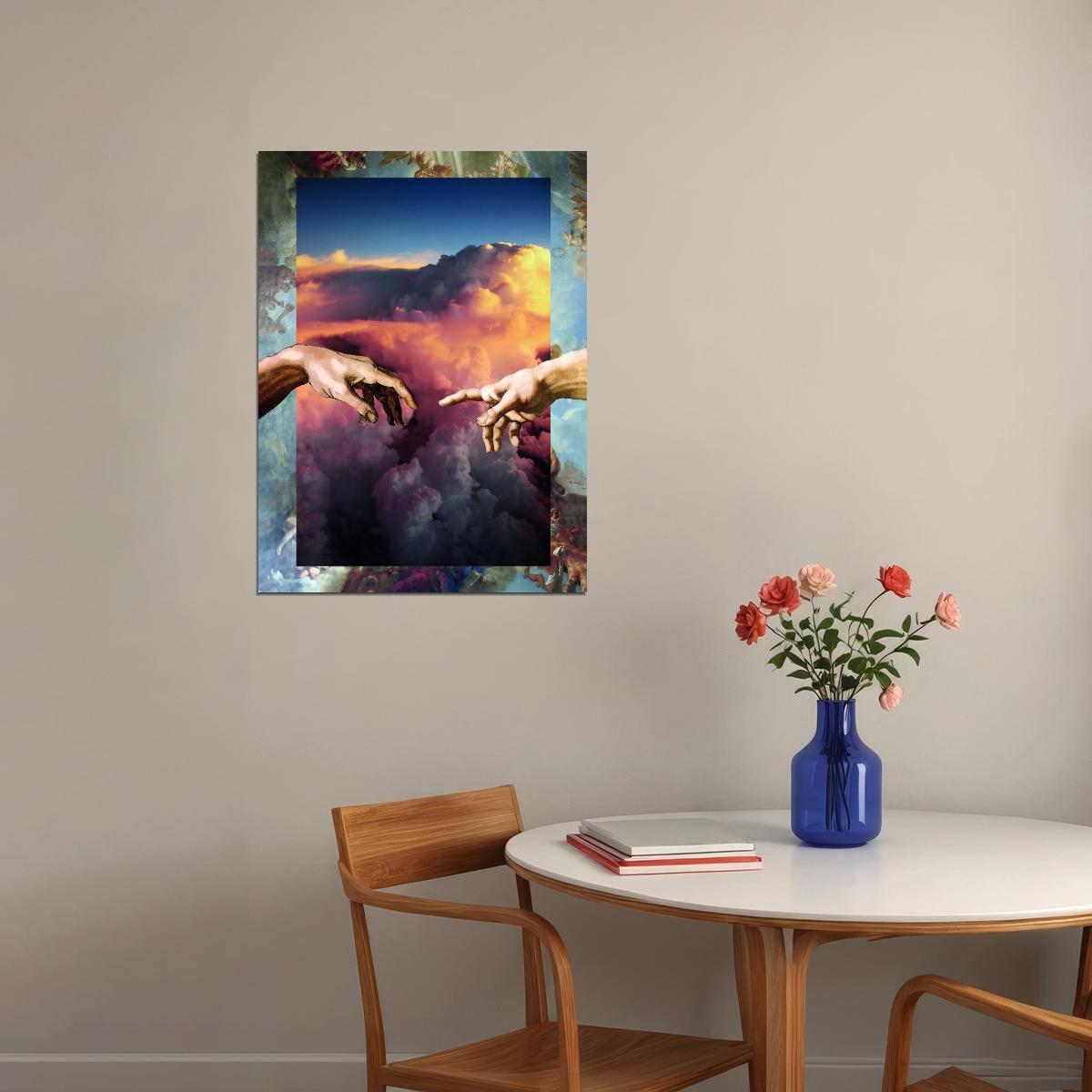 Creation of Adam Pop Art Poster Graffiti Street Art Michelangelo Tribute Modern Abstract Print - xonomax