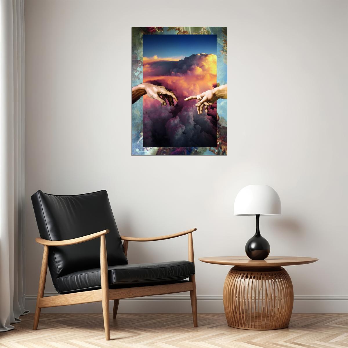 Creation of Adam Pop Art Poster Graffiti Street Art Michelangelo Tribute Modern Abstract Print - xonomax