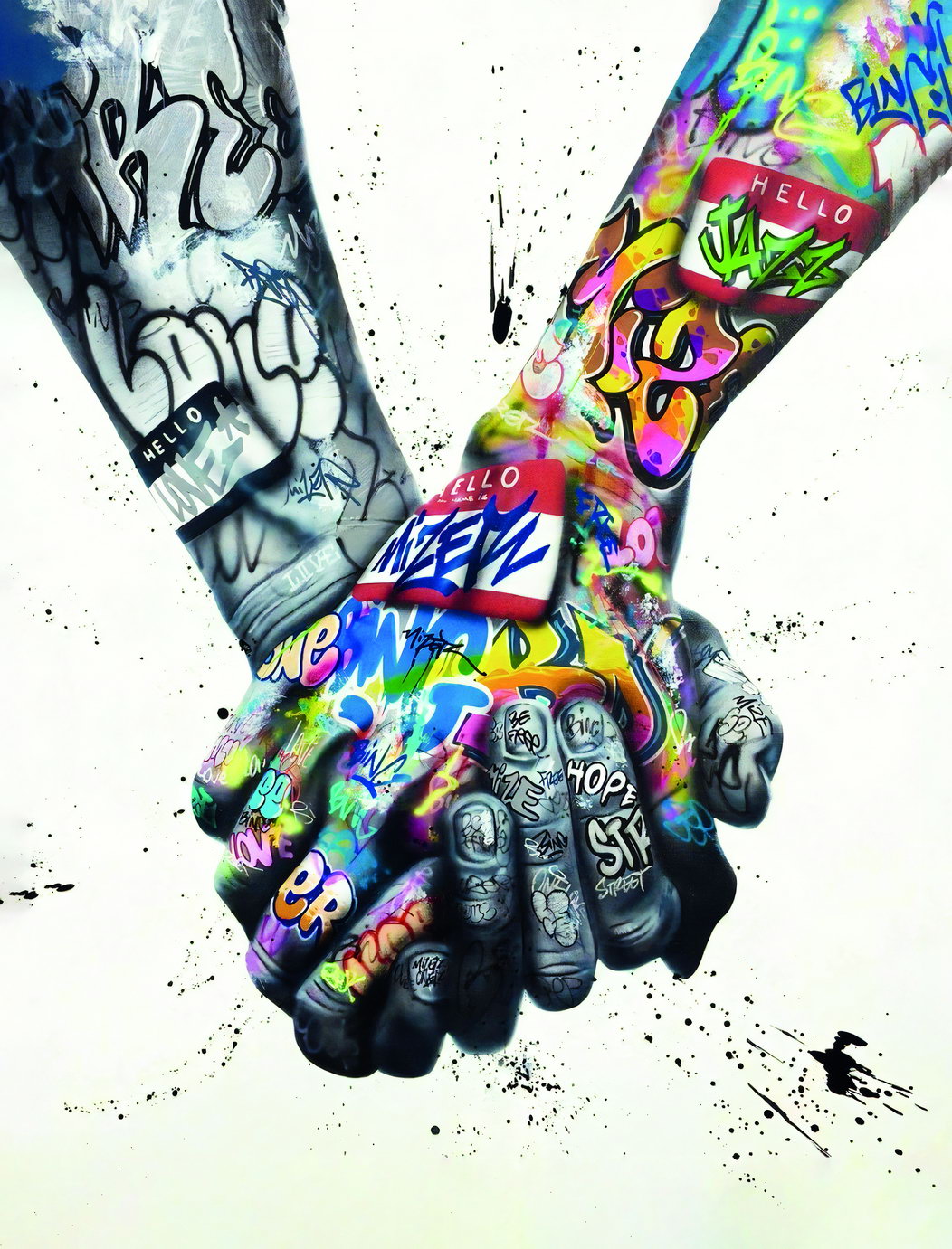 Colorful Handshake Pop Art Poster Graffiti Street Art Unity Friendship Modern Art Print - xonomax