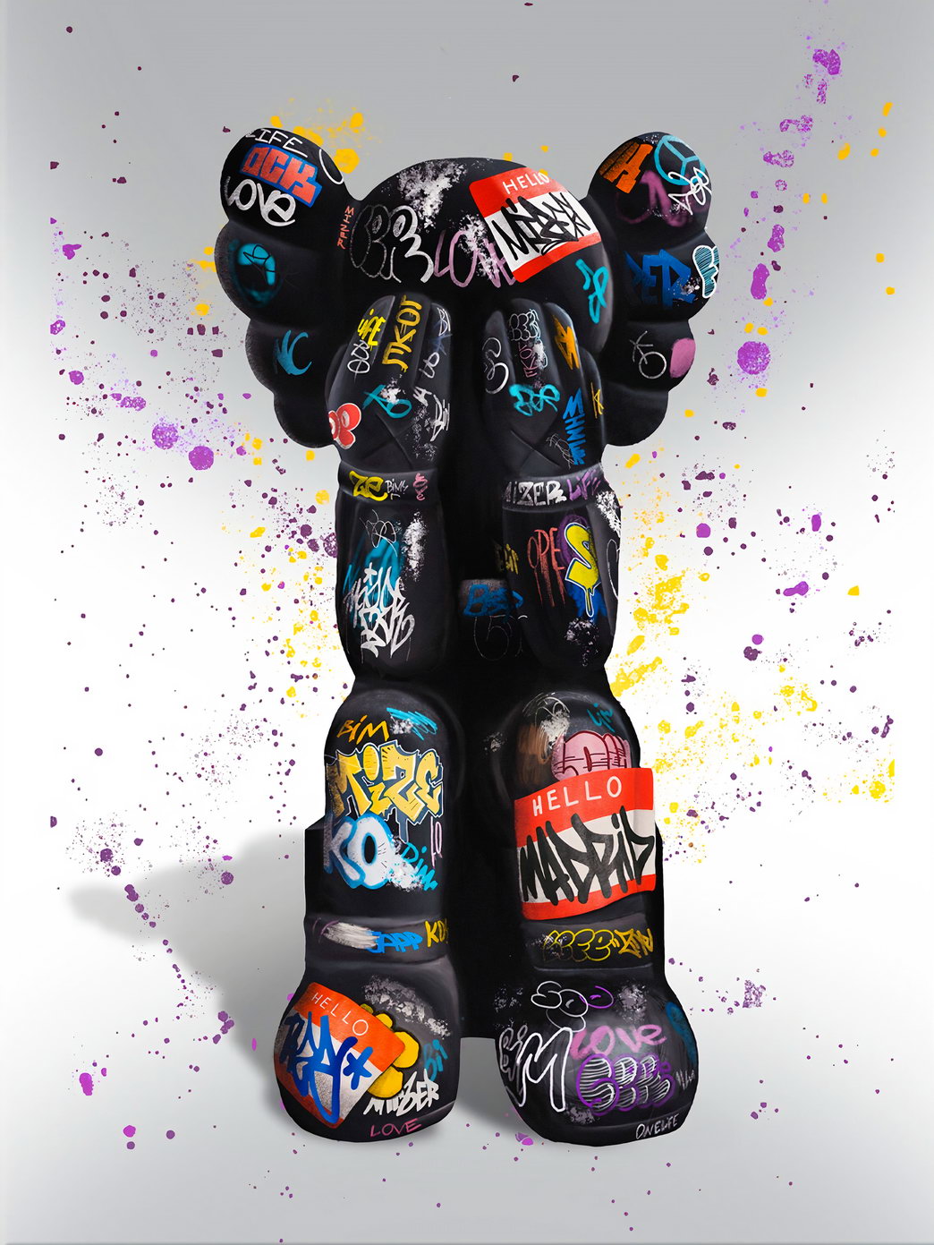 KAWS Inspired Pop Art Poster Graffiti Street Art Colorful Modern Vinyl Figure Tribute Print - xonomax