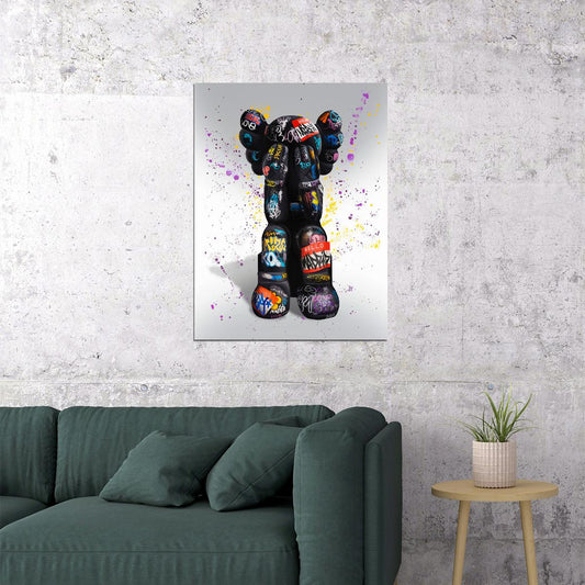 KAWS Inspired Pop Art Poster Graffiti Street Art Colorful Modern Vinyl Figure Tribute Print - xonomax