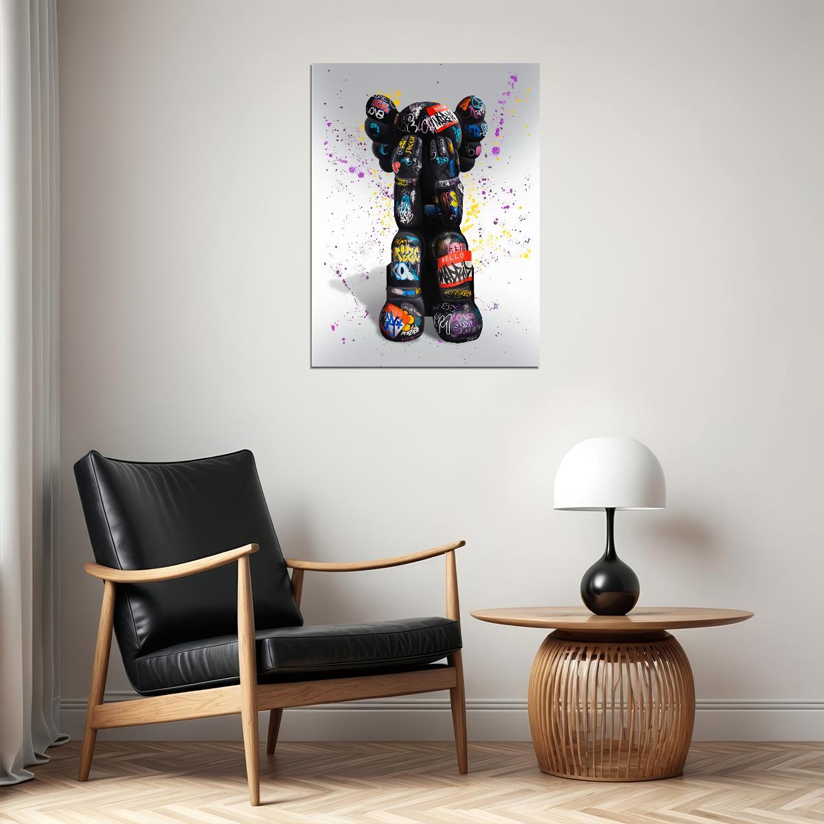 KAWS Inspired Pop Art Poster Graffiti Street Art Colorful Modern Vinyl Figure Tribute Print - xonomax