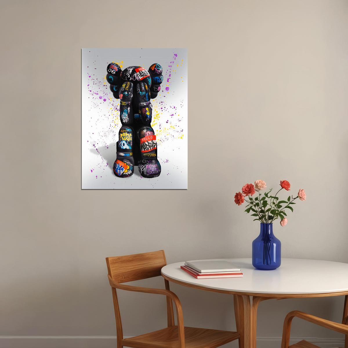 KAWS Inspired Pop Art Poster Graffiti Street Art Colorful Modern Vinyl Figure Tribute Print - xonomax