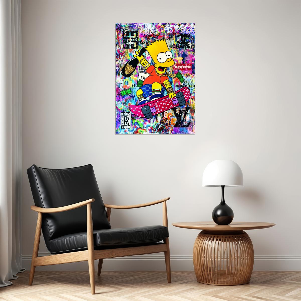 Bart Simpson Pop Art Poster Graffiti Street Art Skateboard Supreme Modern Cartoon Tribute Print - xonomax