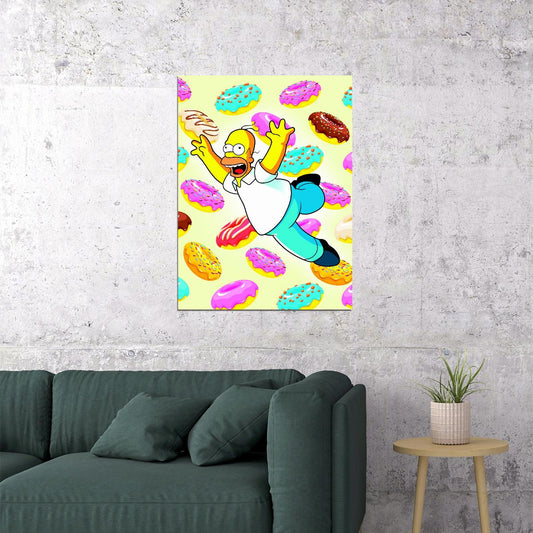 Homer Simpson Donuts Pop Art Poster Graffiti Street Art Colorful Cartoon Modern Funny Print - xonomax