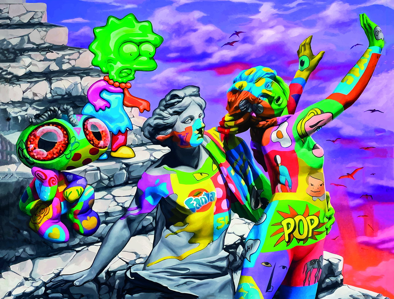 Colorful Fantasy Pop Art Poster Graffiti Street Art Modern Surreal Digital Artwork Print - xonomax