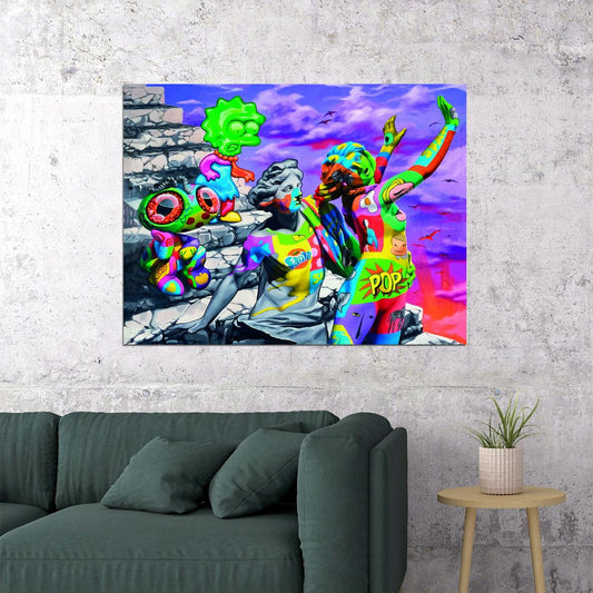 Colorful Fantasy Pop Art Poster Graffiti Street Art Modern Surreal Digital Artwork Print - xonomax