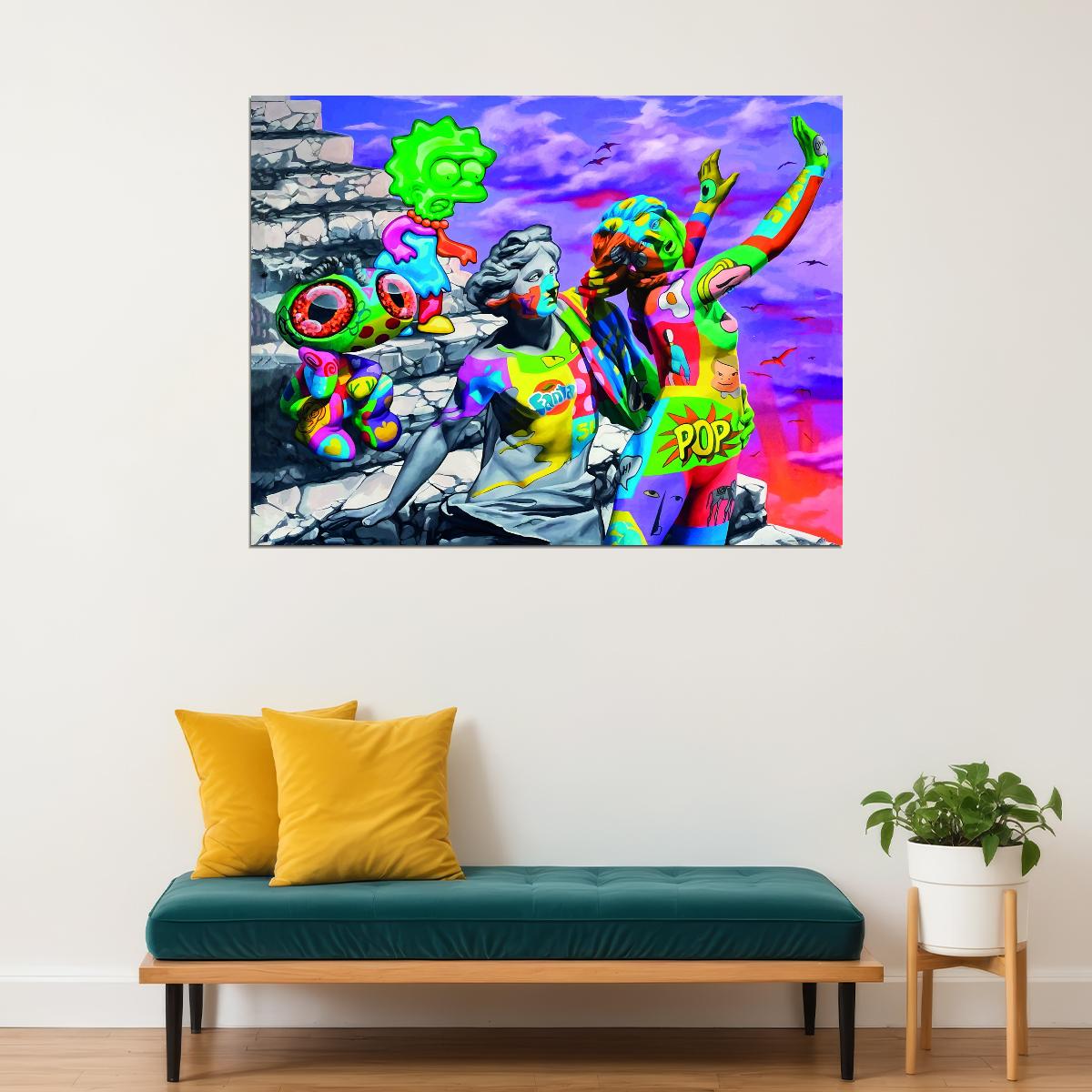 Colorful Fantasy Pop Art Poster Graffiti Street Art Modern Surreal Digital Artwork Print - xonomax
