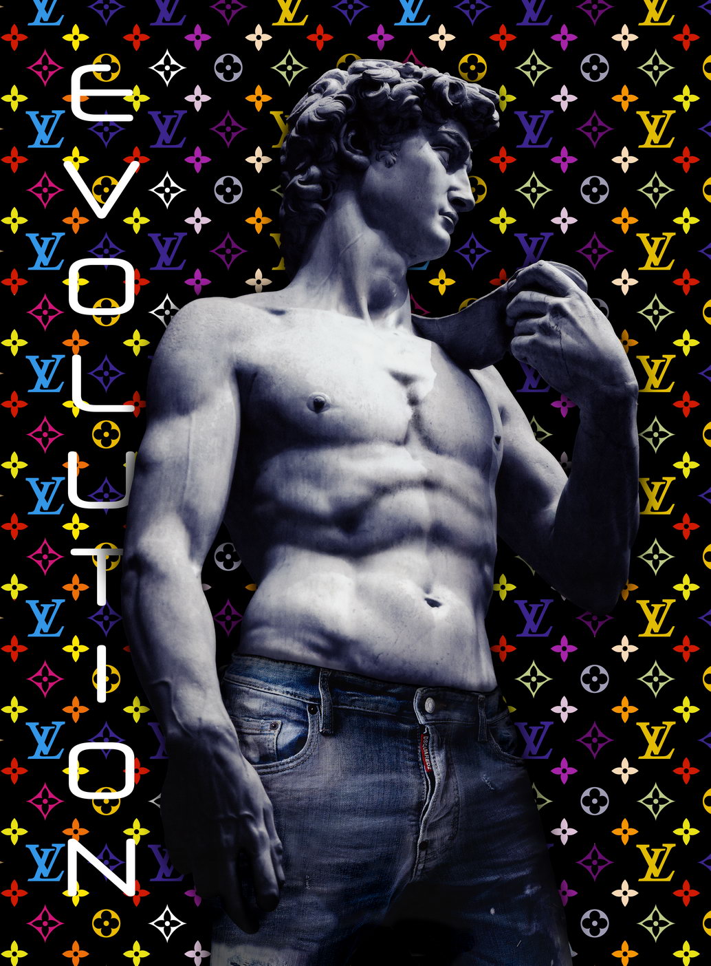 David Sculpture Evolution Pop Art Poster Graffiti Street Art Michelangelo Modern Tribute Print - xonomax