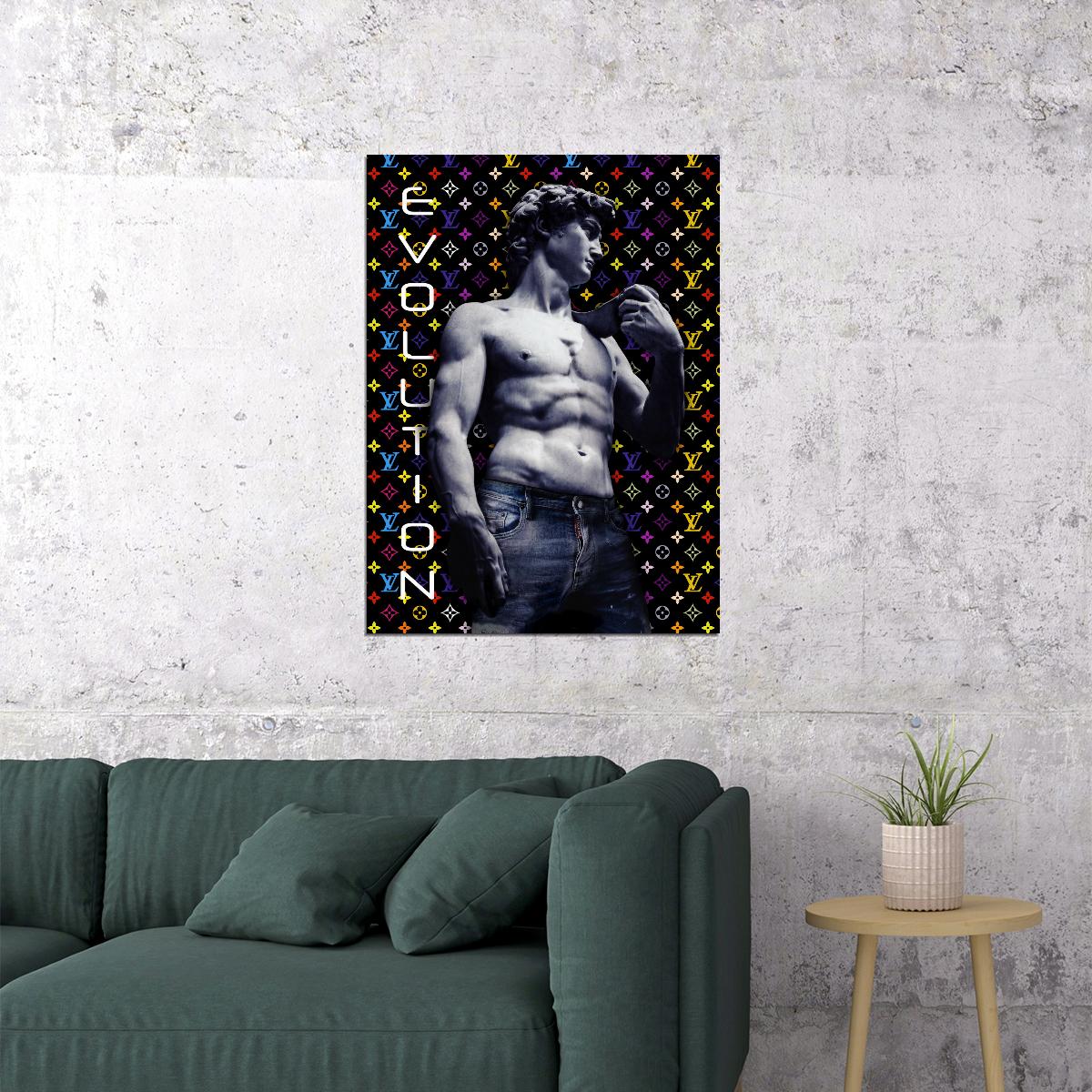 David Sculpture Evolution Pop Art Poster Graffiti Street Art Michelangelo Modern Tribute Print - xonomax