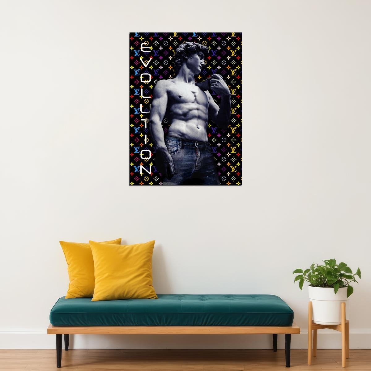 David Sculpture Evolution Pop Art Poster Graffiti Street Art Michelangelo Modern Tribute Print - xonomax