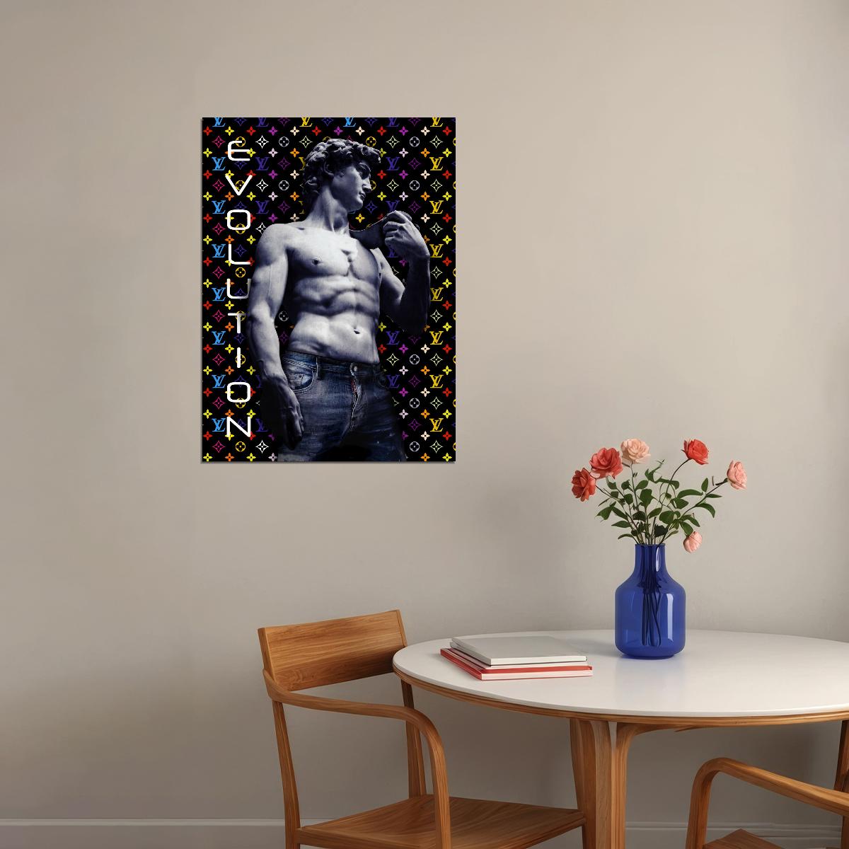 David Sculpture Evolution Pop Art Poster Graffiti Street Art Michelangelo Modern Tribute Print - xonomax