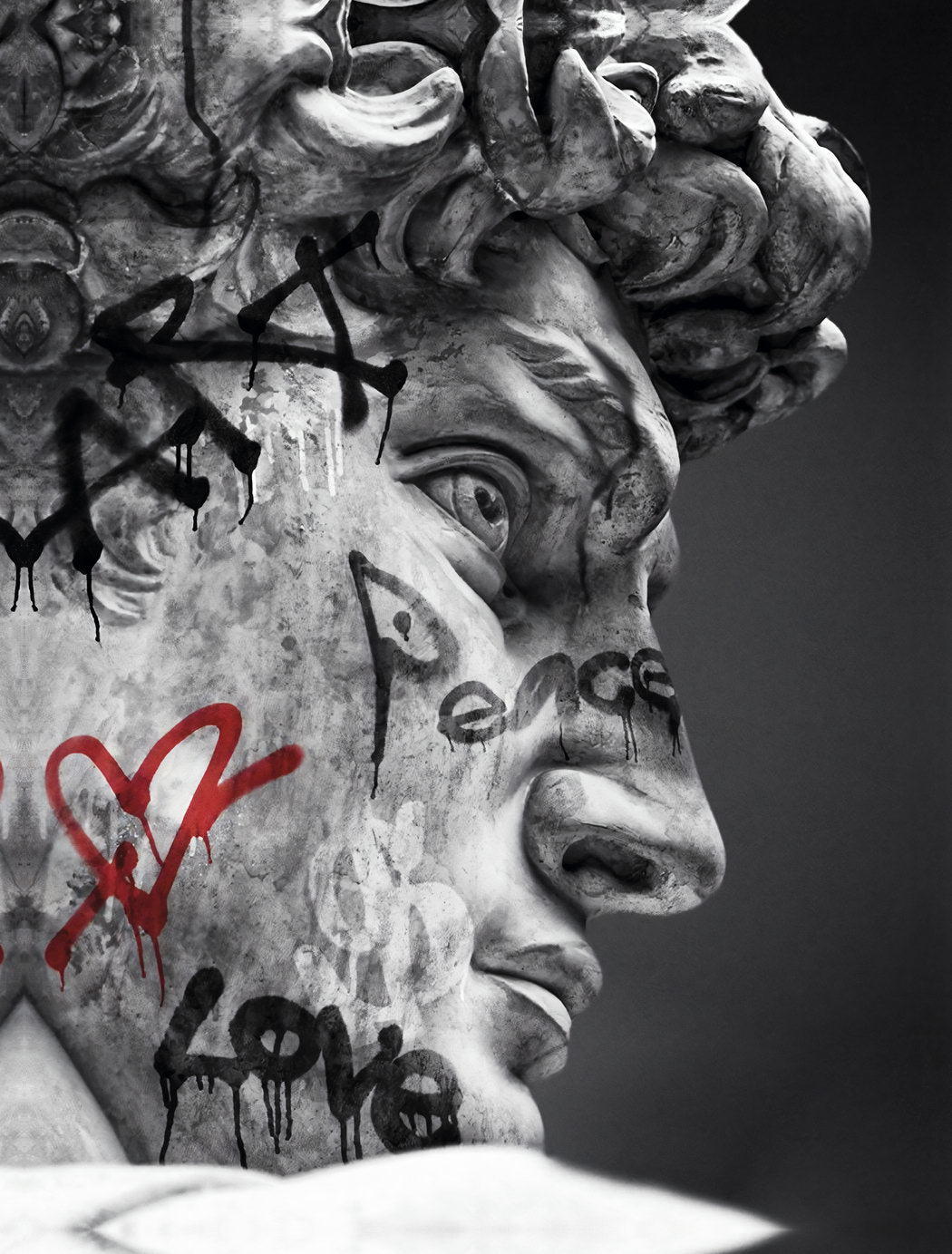 David Sculpture Pop Art Poster Graffiti Street Art Black and White Michelangelo Modern Print - xonomax