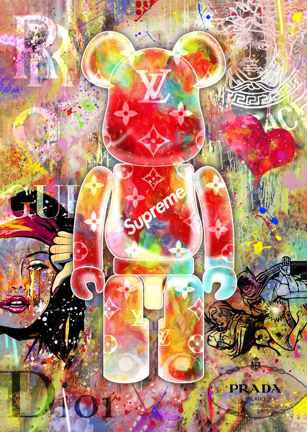 Bearbrick Pop Art Poster Graffiti Street Art Designer Toy Colorful Modern Collectible Print - xonomax
