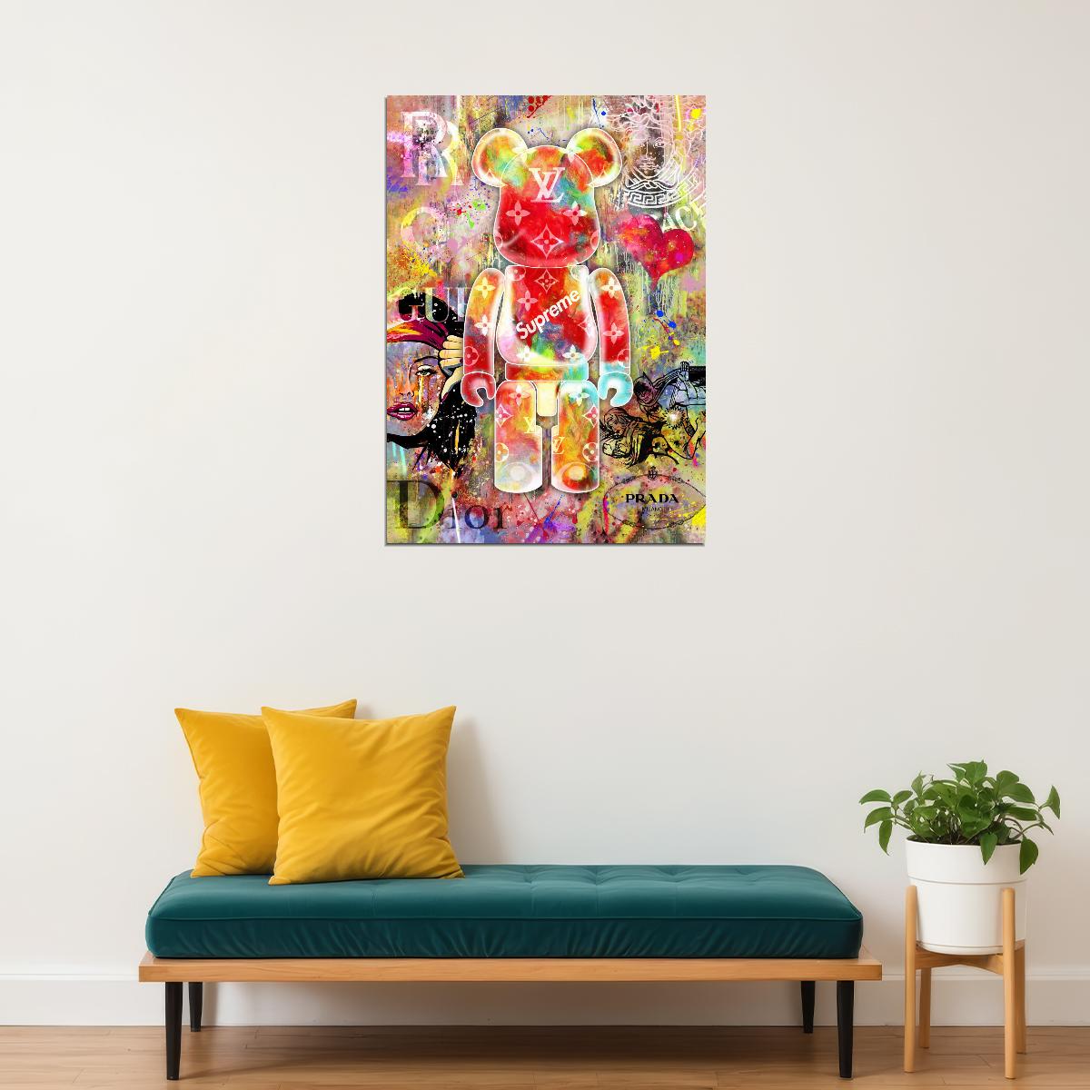 Bearbrick Pop Art Poster Graffiti Street Art Designer Toy Colorful Modern Collectible Print - xonomax
