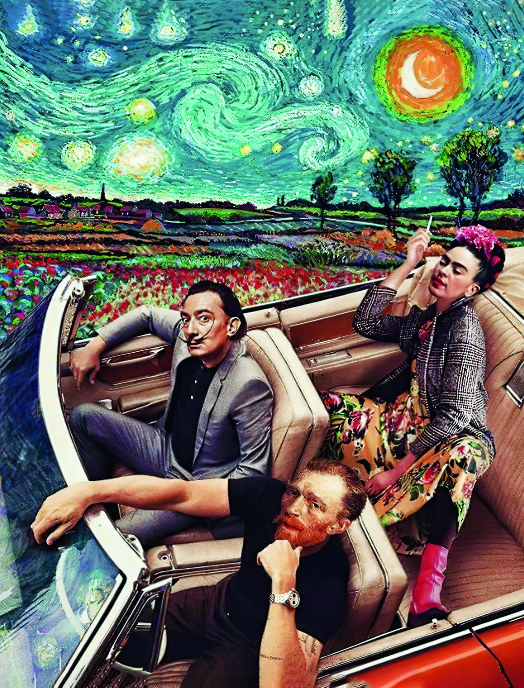Starry Night Drive Pop Art Poster Surreal Van Gogh Inspired Artwork Modern Fantasy Print - xonomax