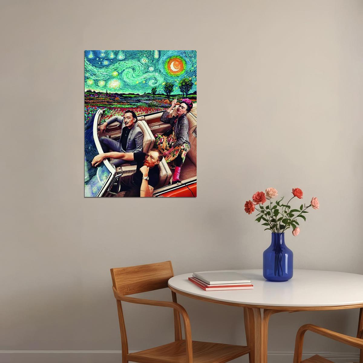 Starry Night Drive Pop Art Poster Surreal Van Gogh Inspired Artwork Modern Fantasy Print - xonomax