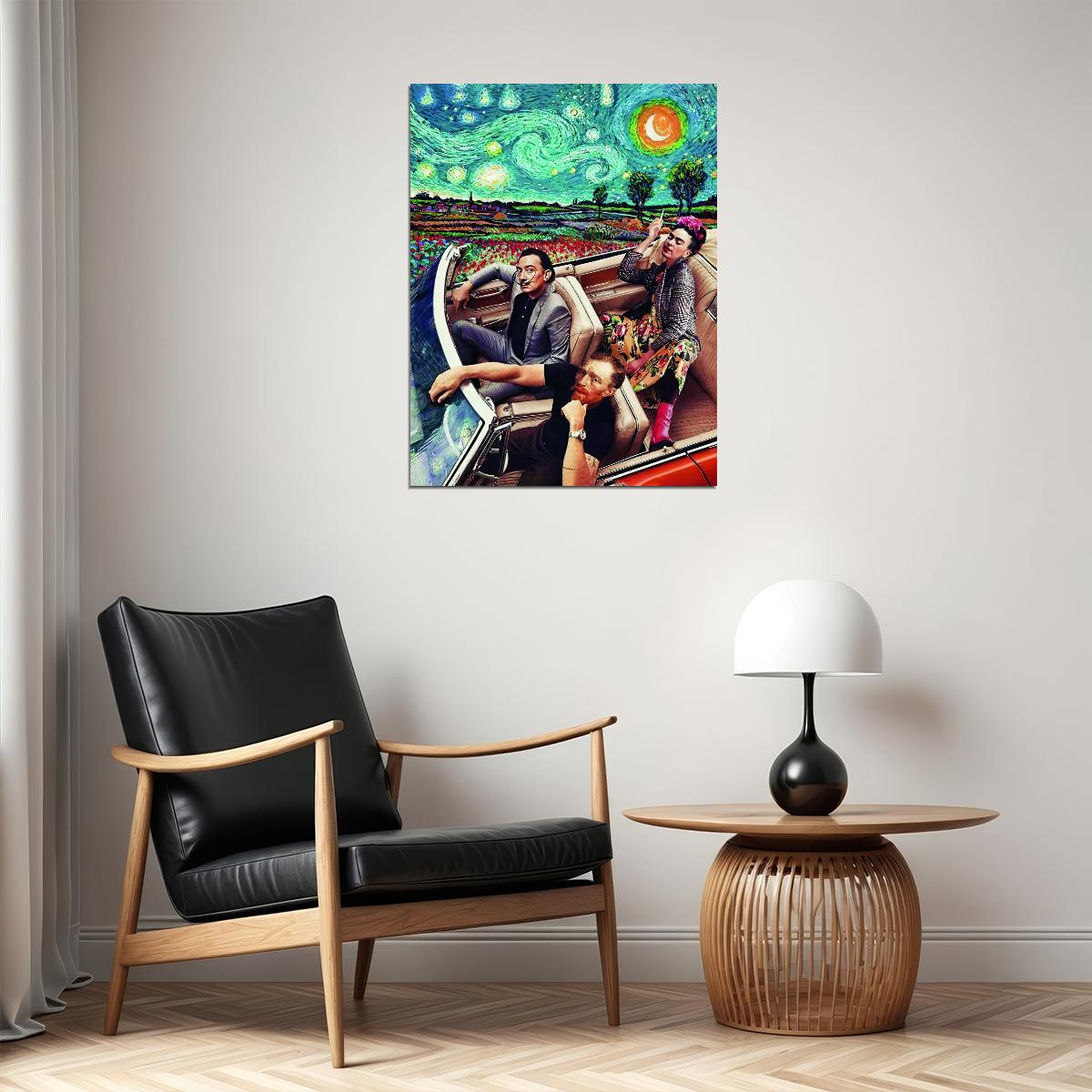 Starry Night Drive Pop Art Poster Surreal Van Gogh Inspired Artwork Modern Fantasy Print - xonomax