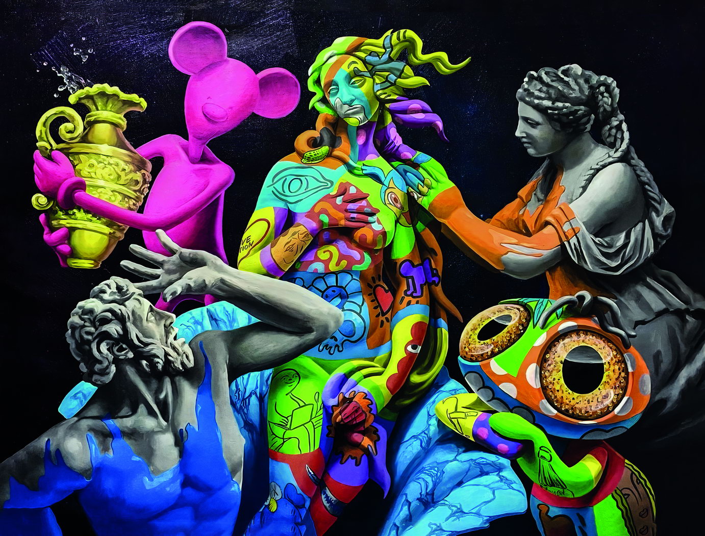 Classical Art Sculpture Pop Art Poster Graffiti Street Art Colorful Digital Remix Modern Print - xonomax