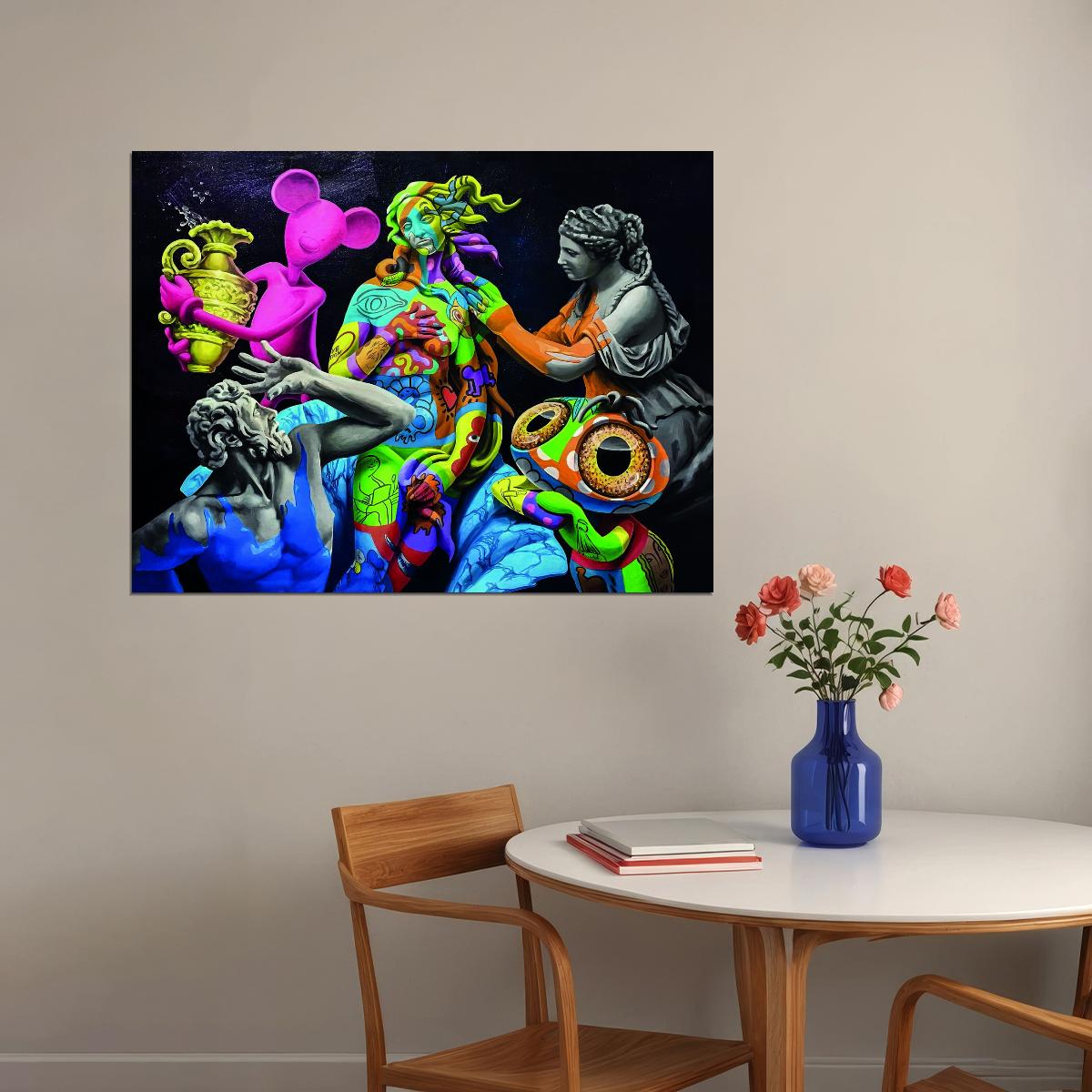 Classical Art Sculpture Pop Art Poster Graffiti Street Art Colorful Digital Remix Modern Print - xonomax