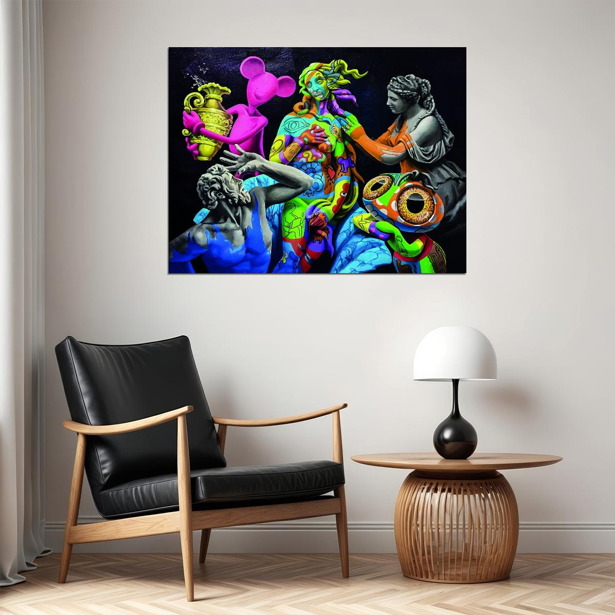 Classical Art Sculpture Pop Art Poster Graffiti Street Art Colorful Digital Remix Modern Print - xonomax