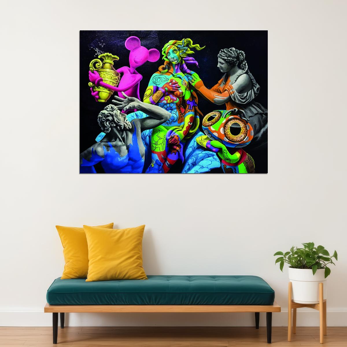 Classical Art Sculpture Pop Art Poster Graffiti Street Art Colorful Digital Remix Modern Print - xonomax