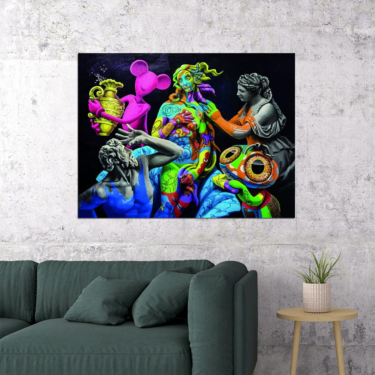 Classical Art Sculpture Pop Art Poster Graffiti Street Art Colorful Digital Remix Modern Print - xonomax
