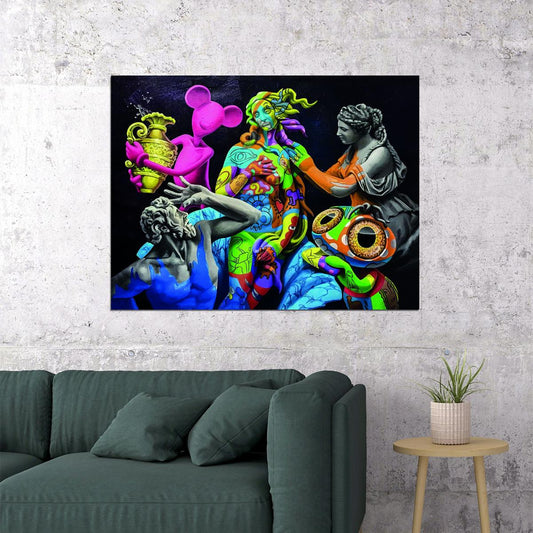 Classical Art Sculpture Pop Art Poster Graffiti Street Art Colorful Digital Remix Modern Print - xonomax
