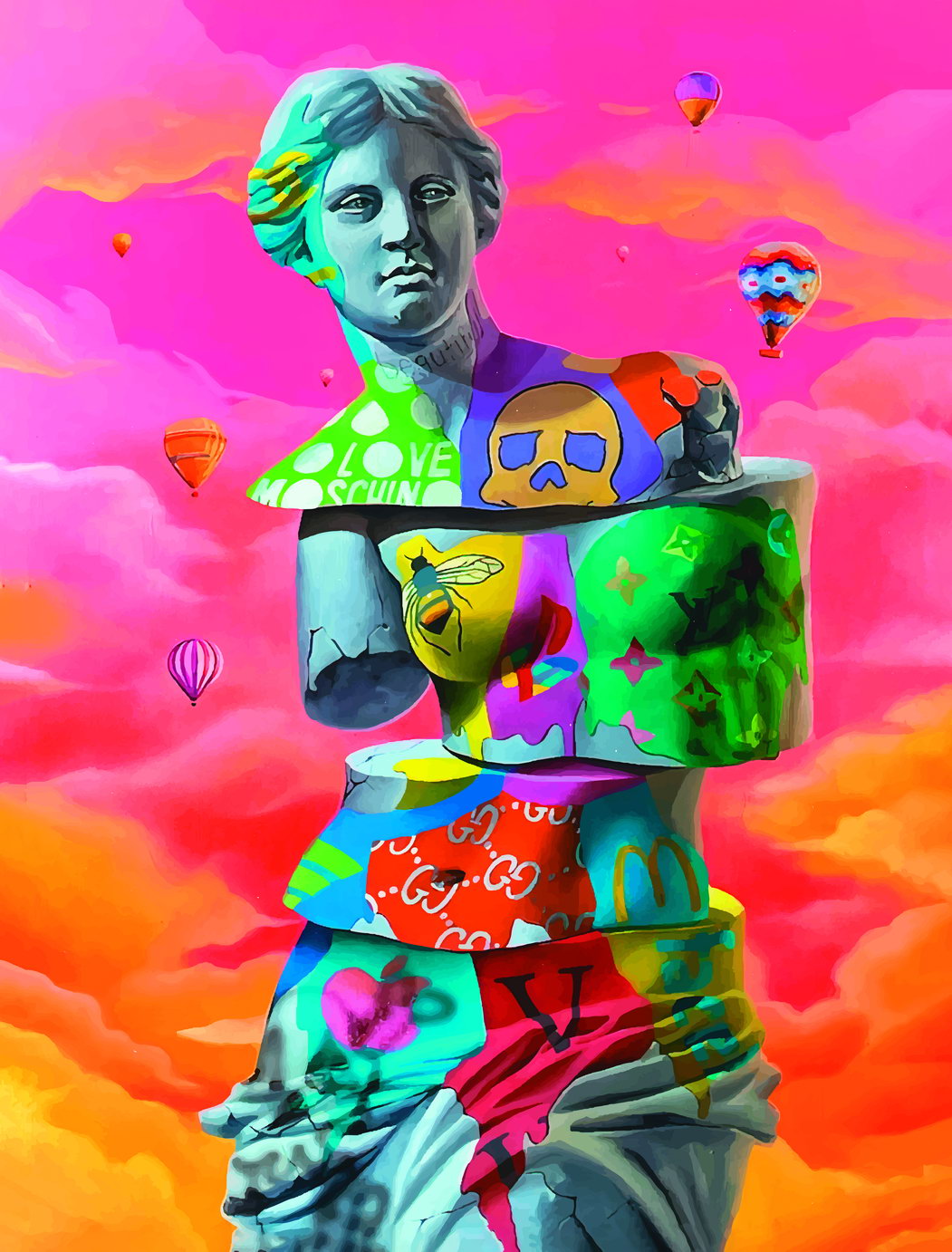 Venus de Milo Pop Art Poster Graffiti Street Art Surreal Colorful Modern Sculpture Print - xonomax