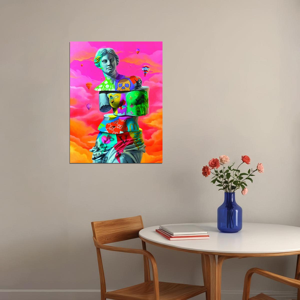 Venus de Milo Pop Art Poster Graffiti Street Art Surreal Colorful Modern Sculpture Print - xonomax