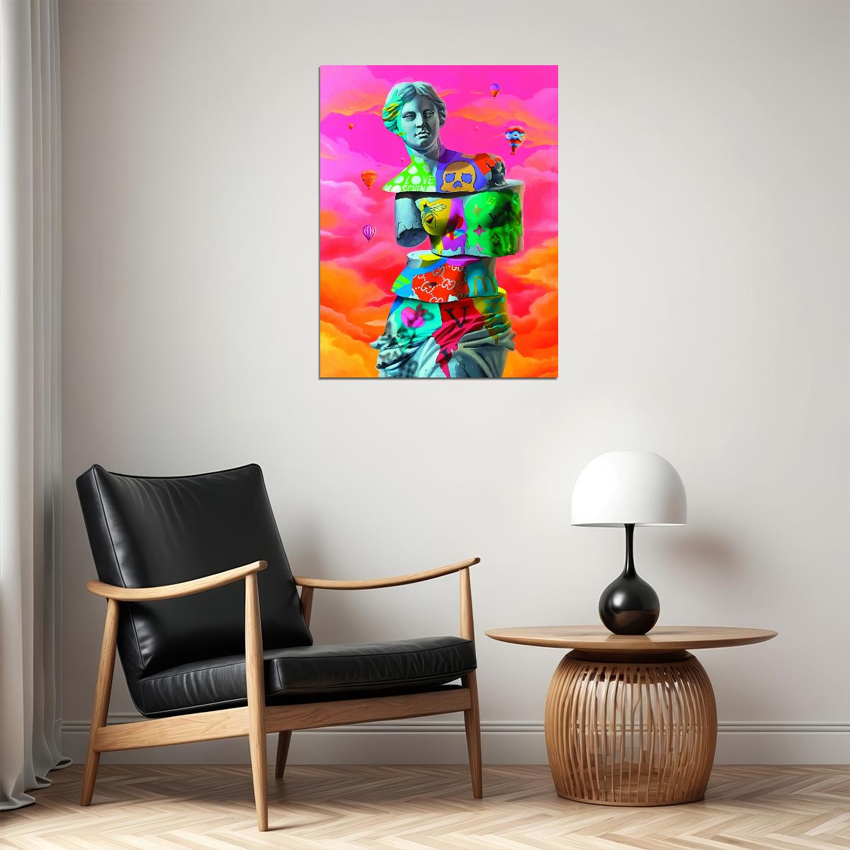 Venus de Milo Pop Art Poster Graffiti Street Art Surreal Colorful Modern Sculpture Print - xonomax