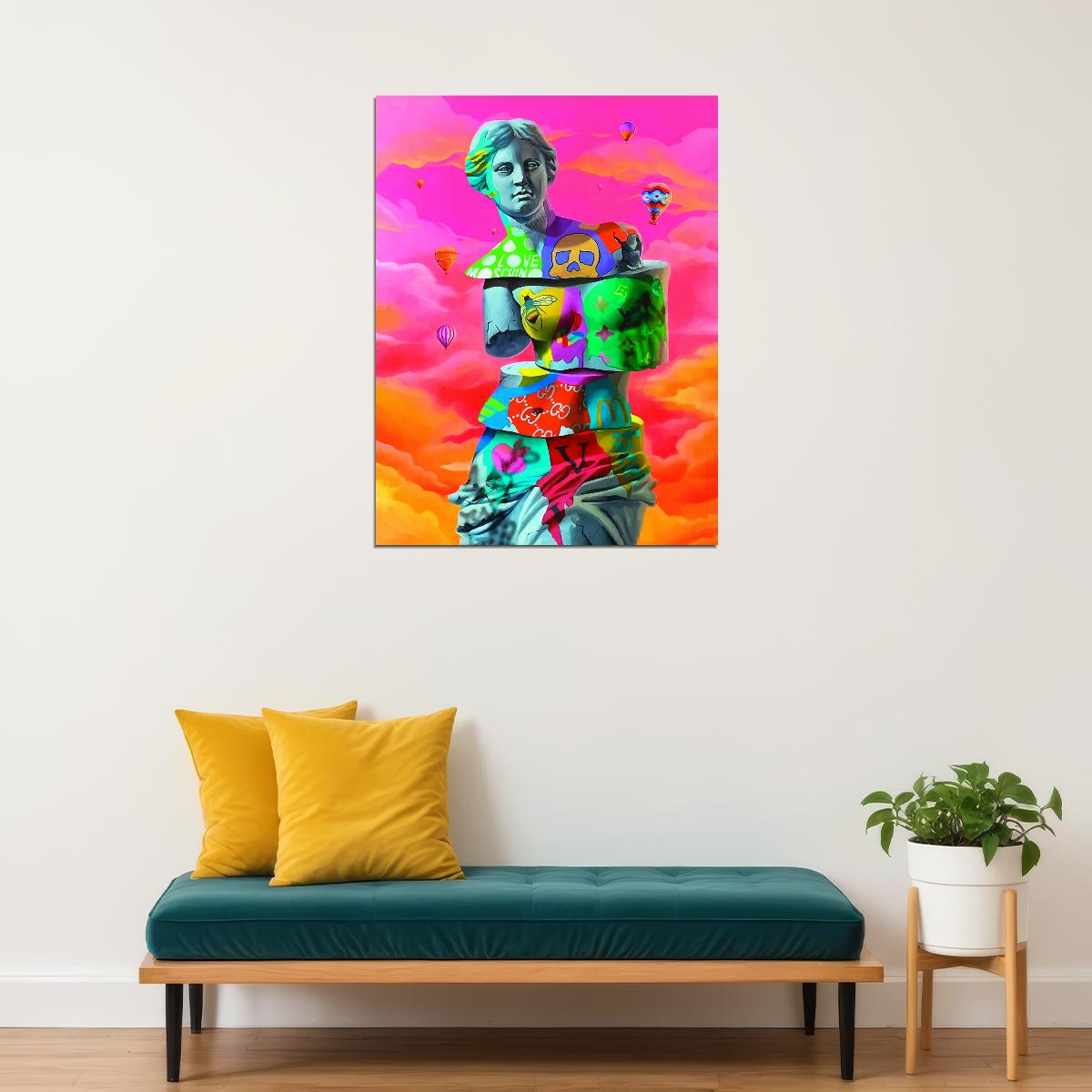 Venus de Milo Pop Art Poster Graffiti Street Art Surreal Colorful Modern Sculpture Print - xonomax