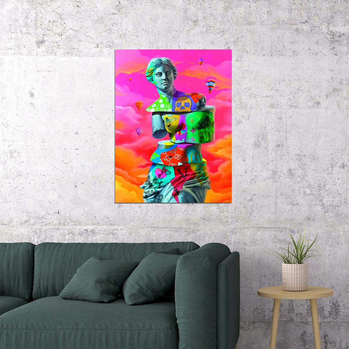Venus de Milo Pop Art Poster Graffiti Street Art Surreal Colorful Modern Sculpture Print - xonomax
