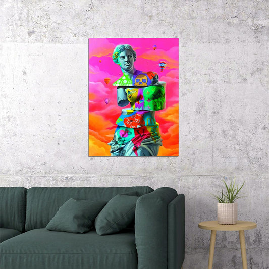 Venus de Milo Pop Art Poster Graffiti Street Art Surreal Colorful Modern Sculpture Print - xonomax