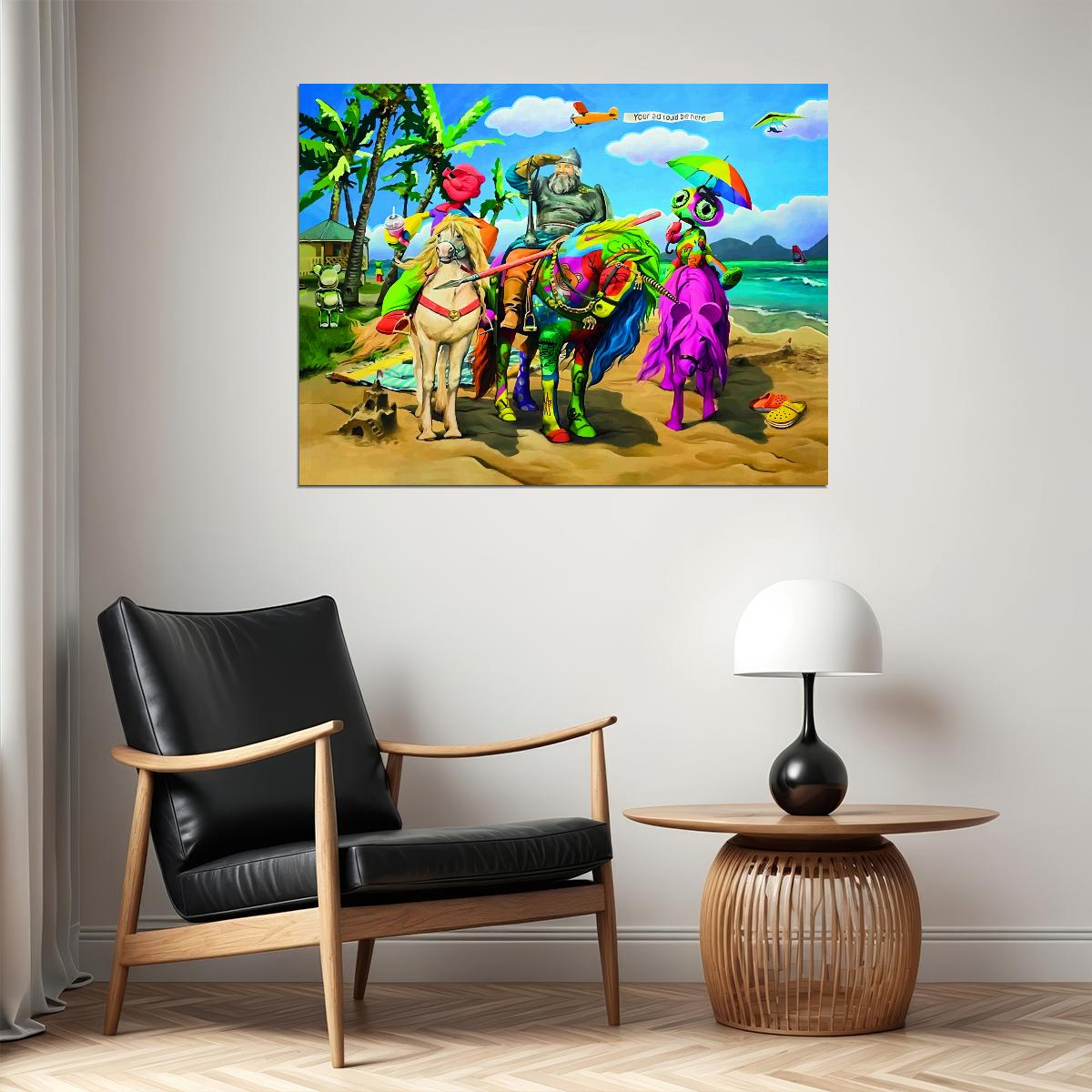 Surreal Beach Scene Pop Art Poster Graffiti Street Art Colorful Fantasy Modern Vacation Print - xonomax