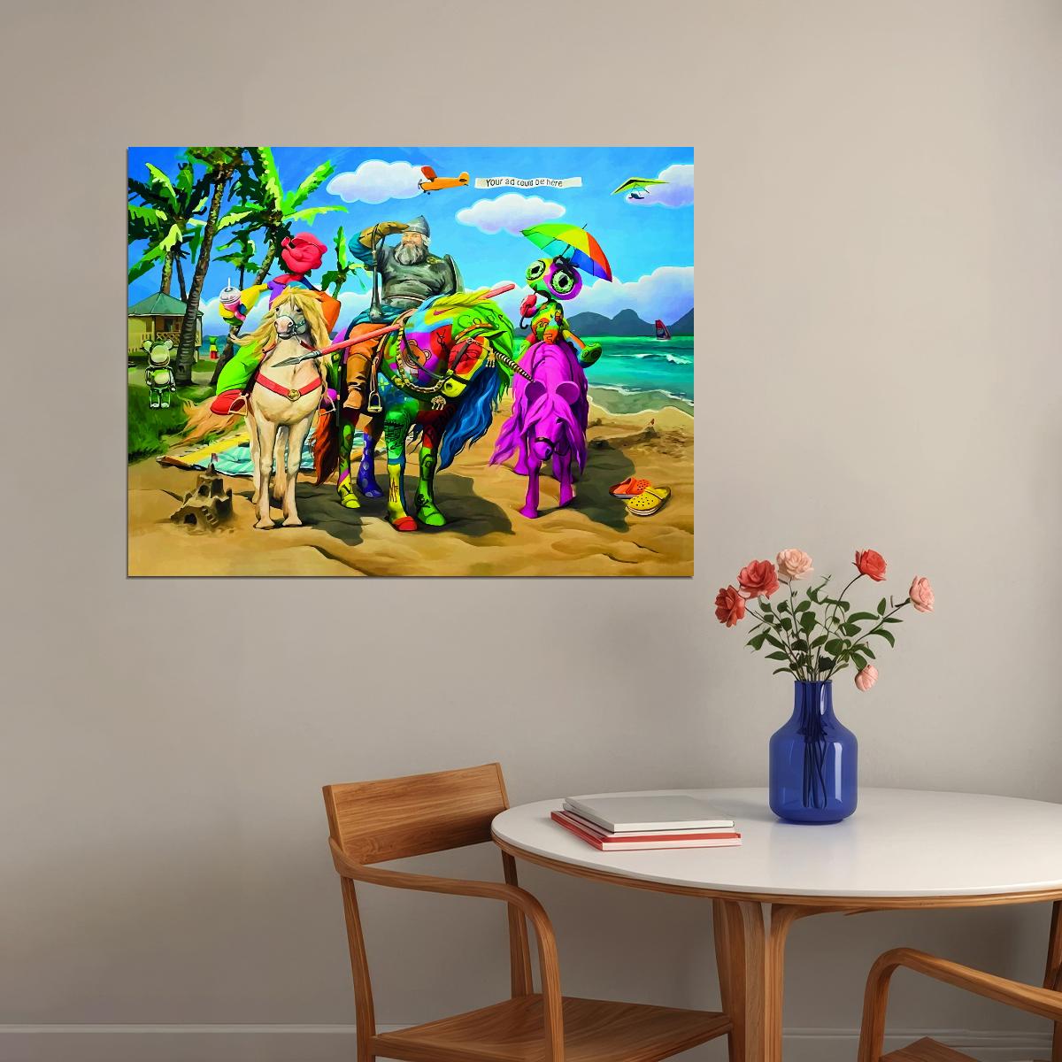 Surreal Beach Scene Pop Art Poster Graffiti Street Art Colorful Fantasy Modern Vacation Print - xonomax