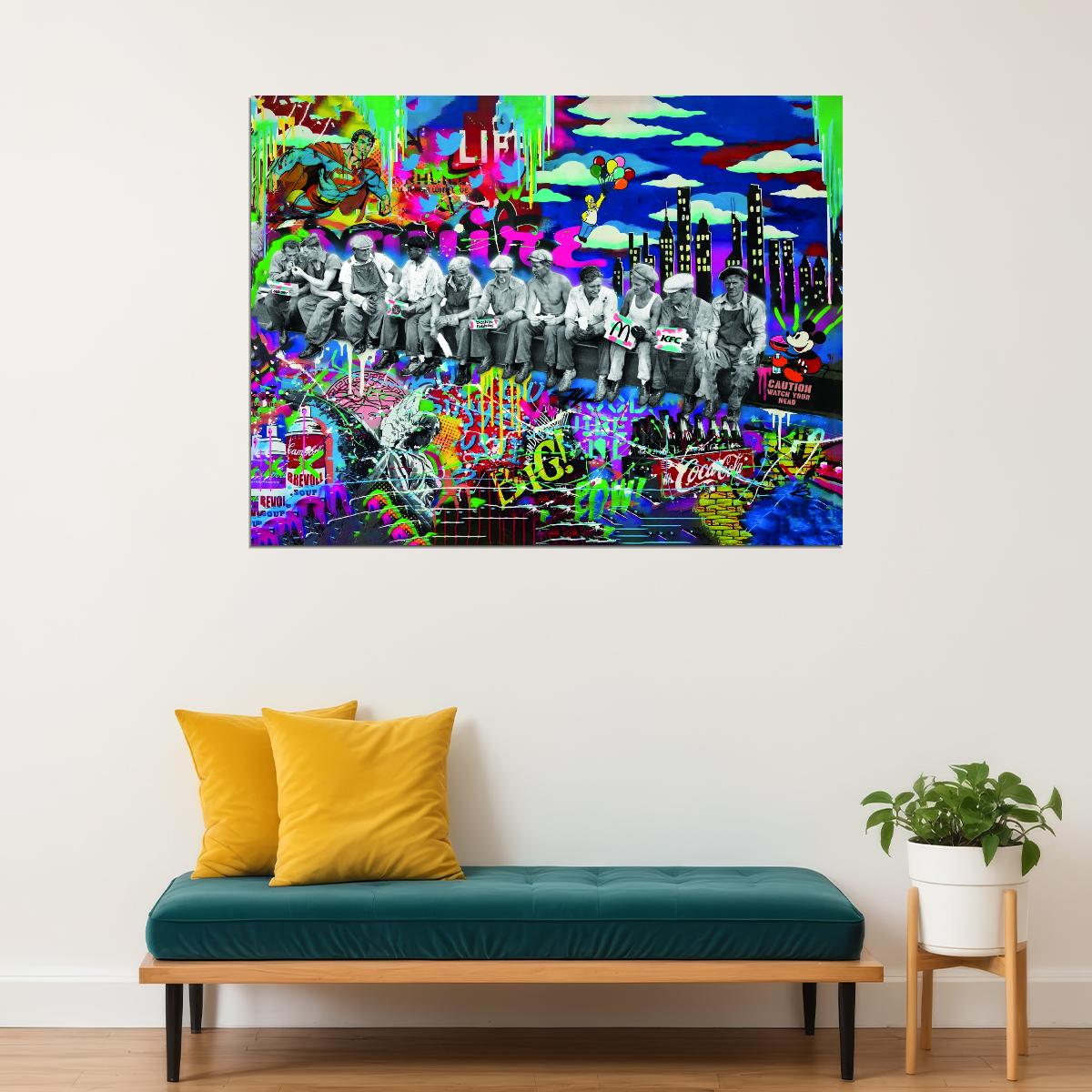 Retro Glitch Pop Art Poster Graffiti Street Art Digital Grunge Modern Abstract Print - xonomax