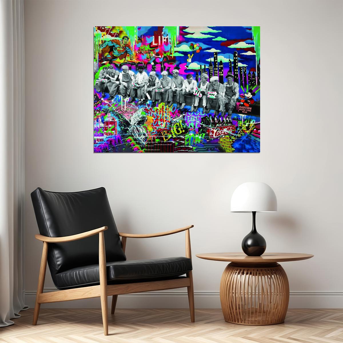Retro Glitch Pop Art Poster Graffiti Street Art Digital Grunge Modern Abstract Print - xonomax
