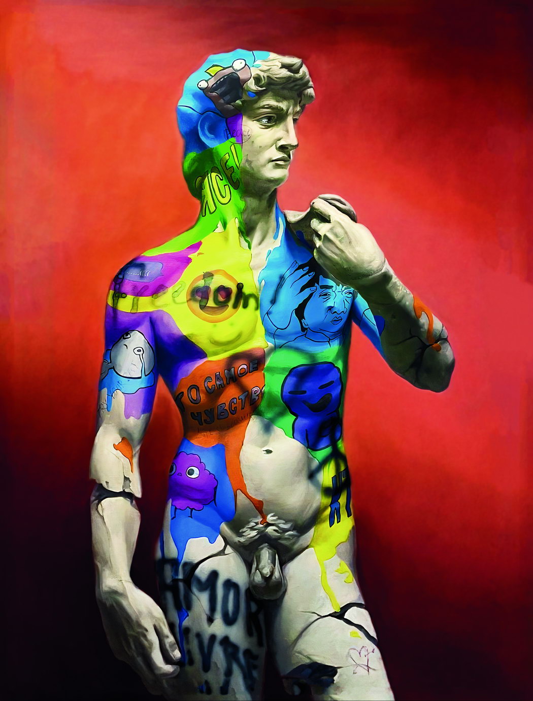 David Sculpture Pop Art Poster Graffiti Street Art Colorful Michelangelo Modern Tribute Print - xonomax