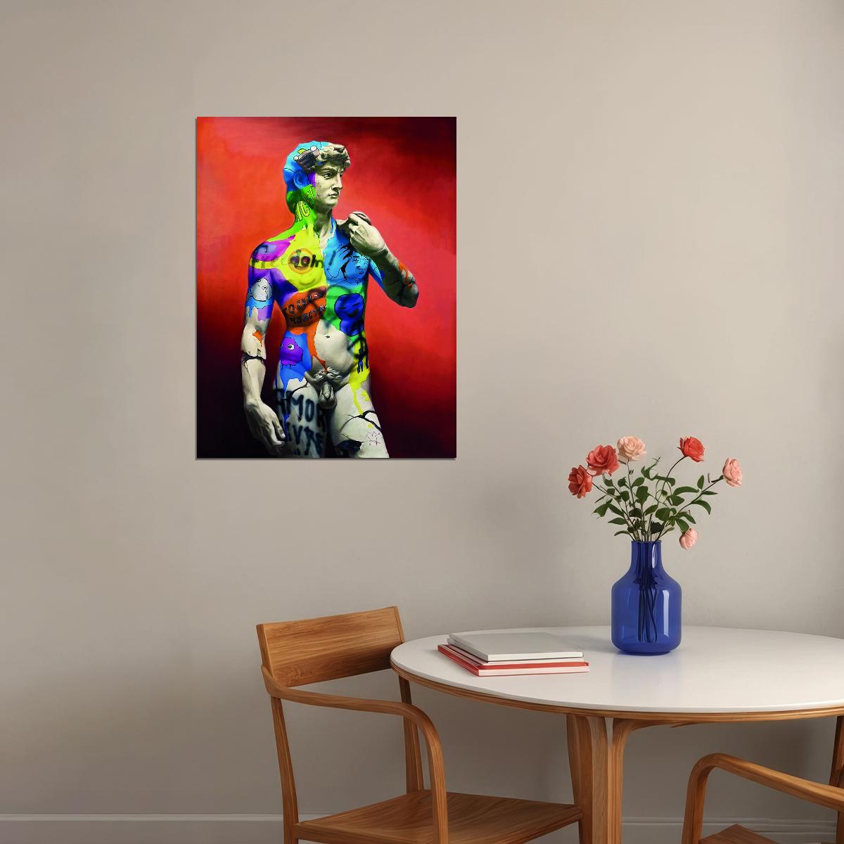 David Sculpture Pop Art Poster Graffiti Street Art Colorful Michelangelo Modern Tribute Print - xonomax