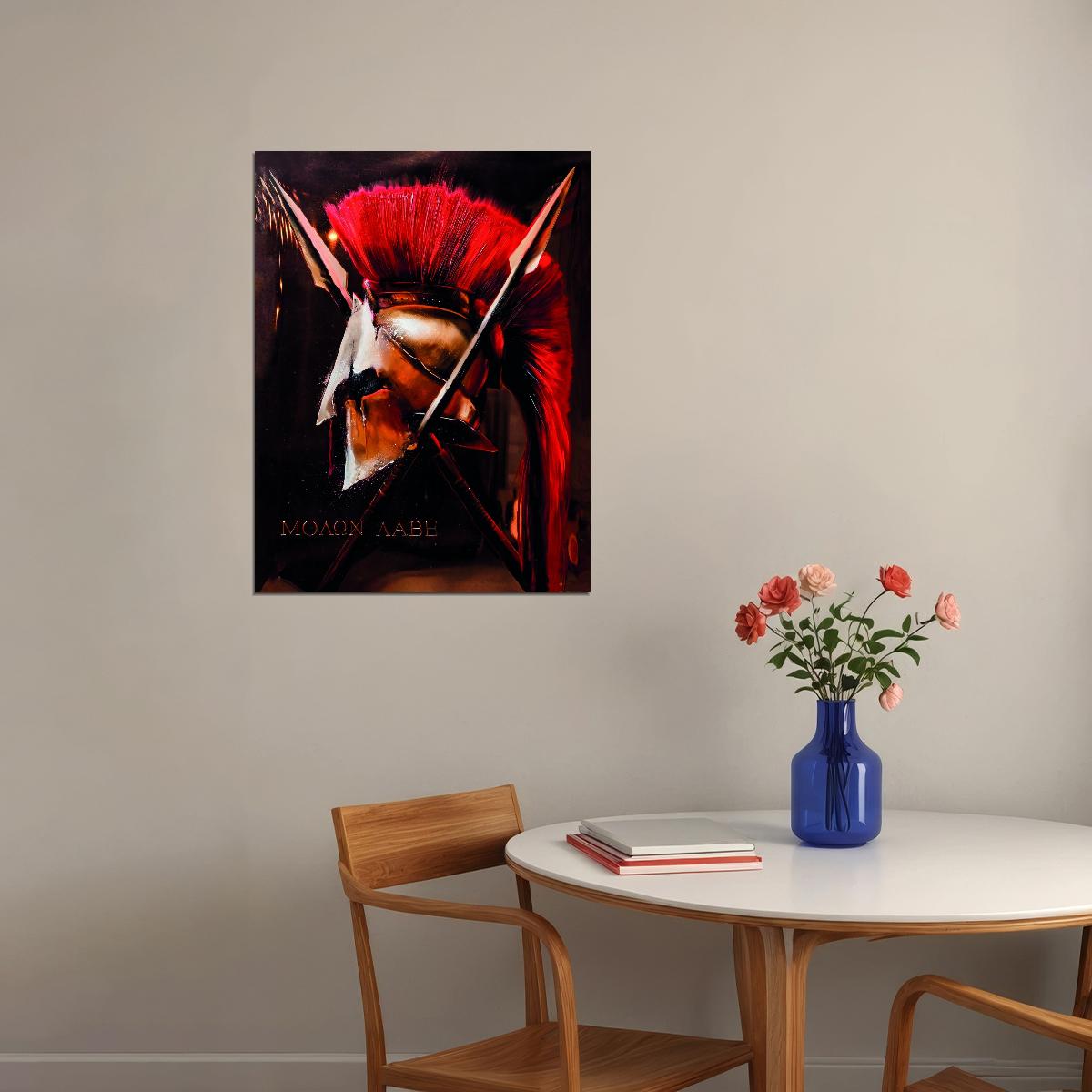 Spartan Helmet Pop Art Poster Ancient Warrior Molon Labe Historical Tribute Modern Print - xonomax