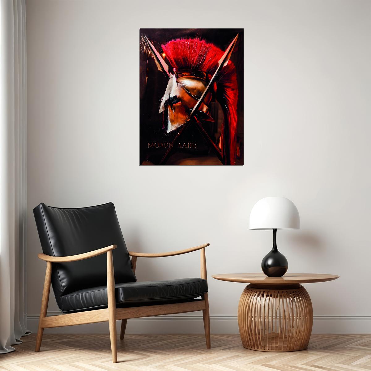 Spartan Helmet Pop Art Poster Ancient Warrior Molon Labe Historical Tribute Modern Print - xonomax