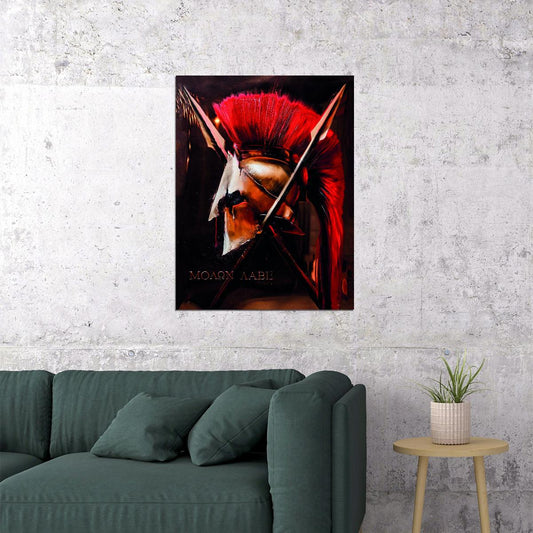 Spartan Helmet Pop Art Poster Ancient Warrior Molon Labe Historical Tribute Modern Print - xonomax