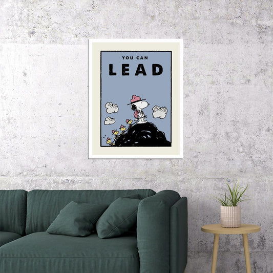 You Can Lead Snoopy Leads the Way Kids Poster Motivational Leadership Peanuts Wall Print for Children - xonomax