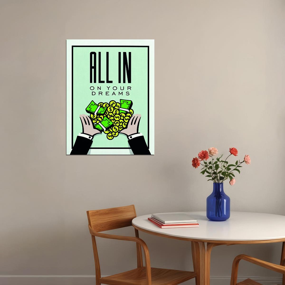 All In On Your Dreams Motivational Poster Inspirational Business Wall Art Print - xonomax