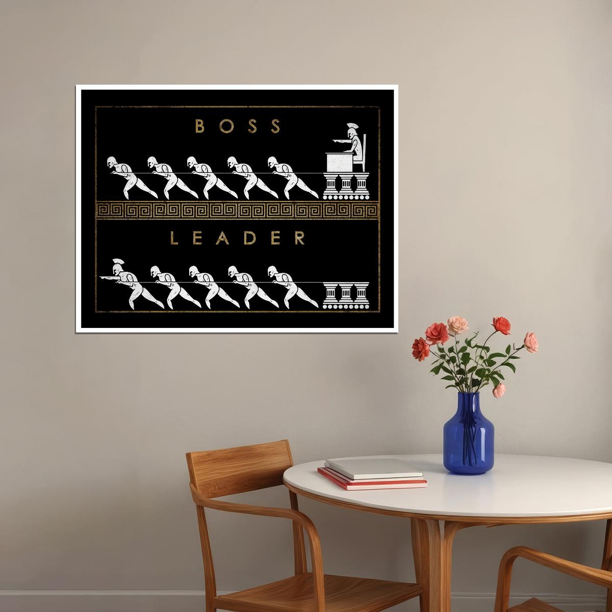 Boss vs Leader Comparison Poster Inspirational Leadership and Hierarchy Office Wall Art Print - xonomax