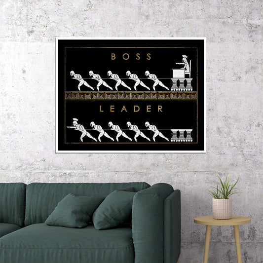 Boss vs Leader Comparison Poster Inspirational Leadership and Hierarchy Office Wall Art Print - xonomax