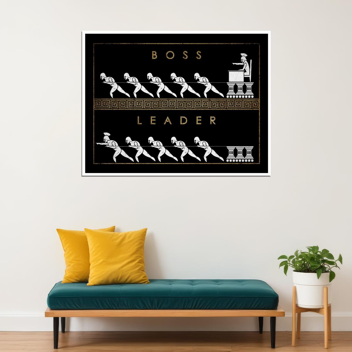Boss vs Leader Comparison Poster Inspirational Leadership and Hierarchy Office Wall Art Print - xonomax